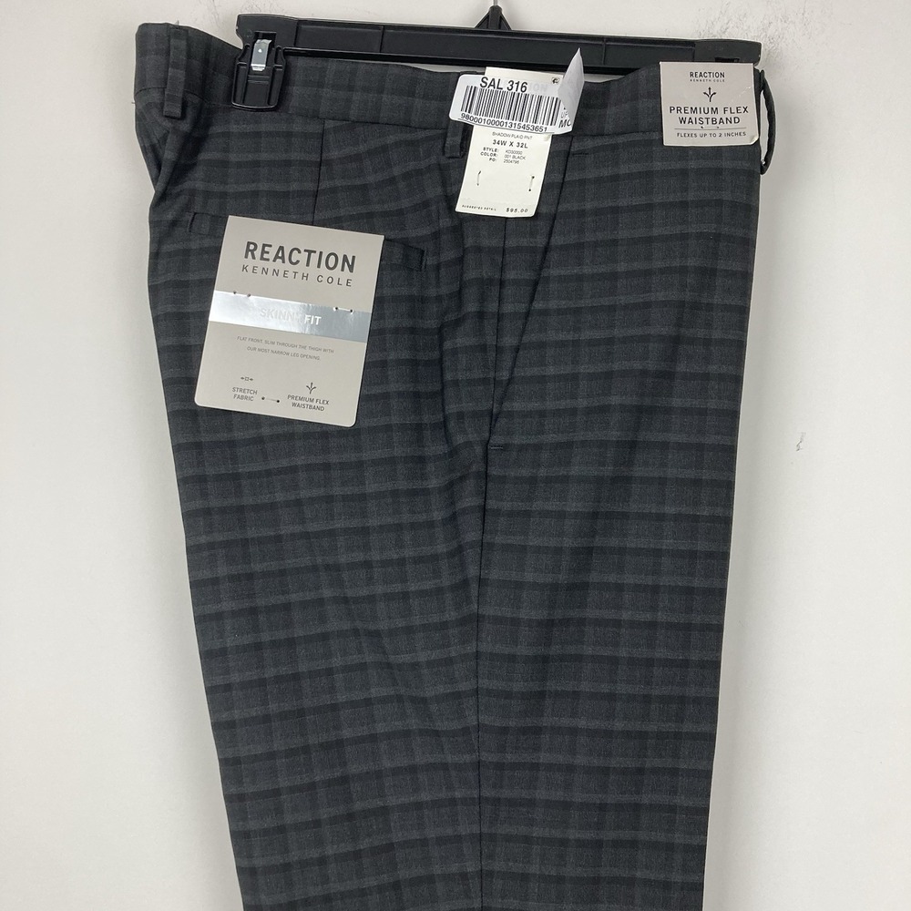 Kenneth‎ Cole Reaction Men's Pants Gabardine Skinny/Extra-Slim Fit Stretch 34x32